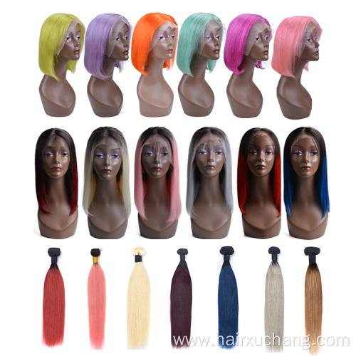 Hot Sale Colored Ombre Color Hair Lace Front Wig Virgin Human Hair Extensions Wigs For Christmas